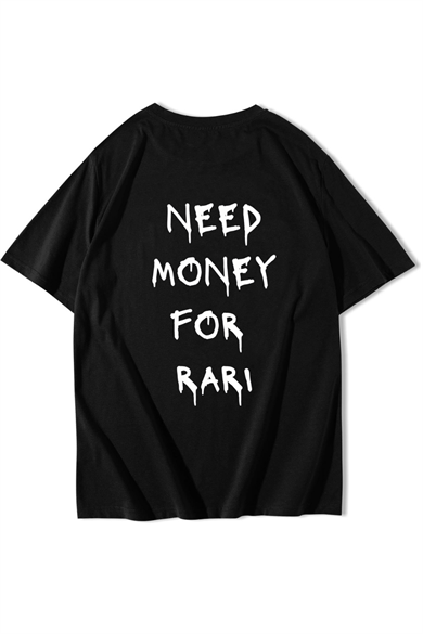 BRZ Collection Unisex Oversize Fer-RARI Need Money For RARI T-shirt Siyah