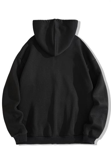 BRZ Collection Unisex Oversize Elements Baskılı Fermuarlı Hoodie