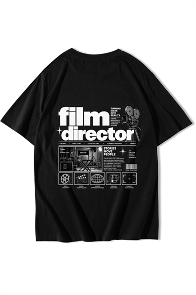 BRZ Collection Unisex Oversize Film Director T-shirt Siyah