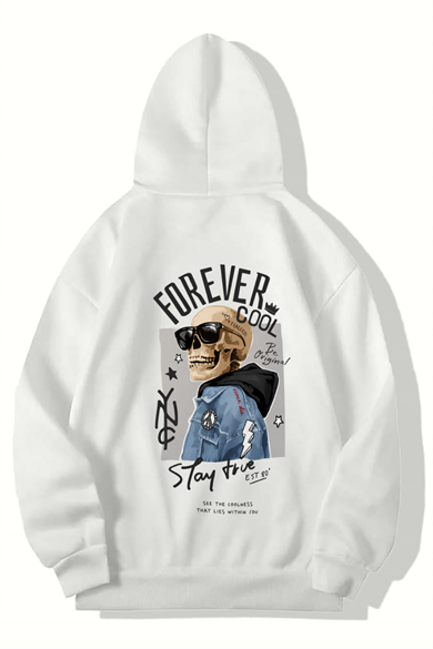 BRZ Collection Unisex Oversize Forever Cool Hoodie (BEYAZ)
