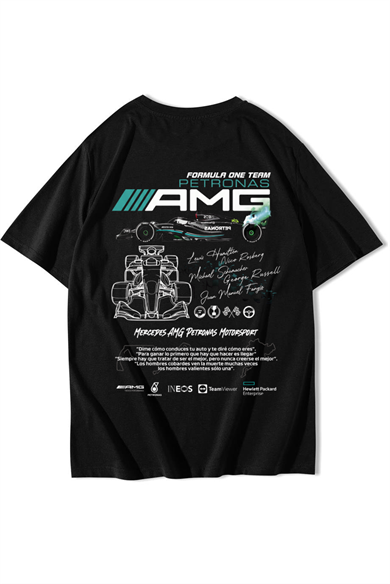 BRZ Collection Unisex Oversize Formula One Team Petronas AMG T-shirt Siyah