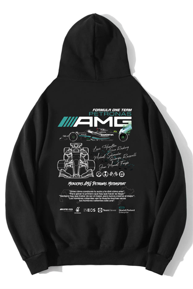 BRZ Collection Unisex Oversize Formula One Team Petronas AMG Hoodie Siyah