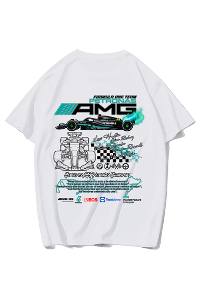 BRZ Collection Unisex Oversize Formula One Team Petronas AMG T-shirt (BEYAZ)