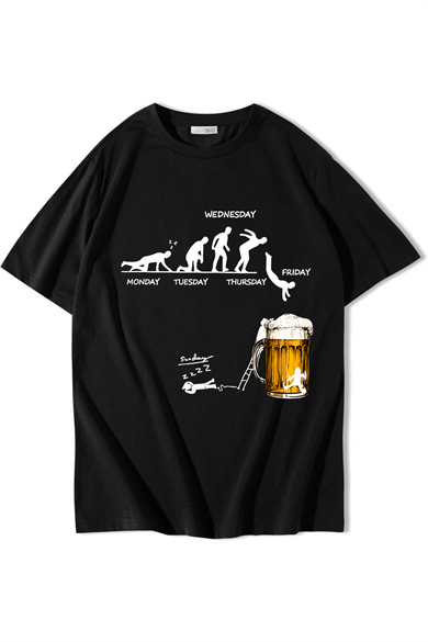 BRZ Collection Unisex Oversize Friday Mood Beer T-shirt Siyah