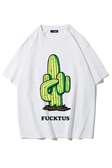 BRZ Collection Unisex Oversize Fucktus Büyük T-shirt BEYAZ