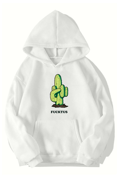 BRZ Collection Unisex Oversize FUCKTUS HOODIE (BEYAZ)
