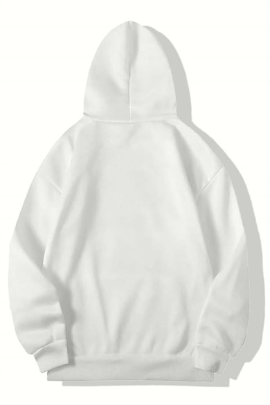 BRZ Collection Unisex Oversize Bonjour Fuckers Hoodie (BEYAZ)