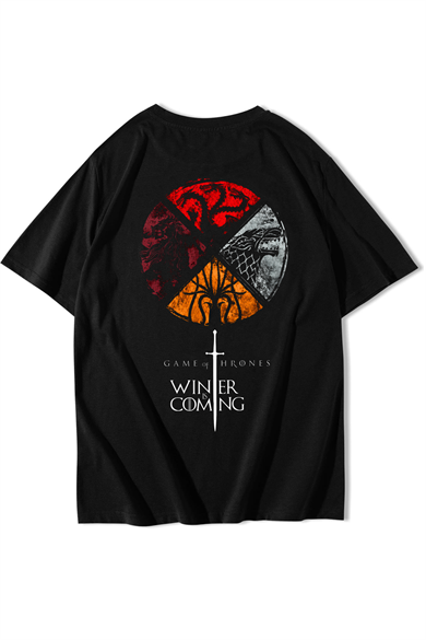 BRZ Collection Unisex Oversize Game Of Thrones T-Shirt Siyah
