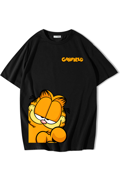 BRZ Collection Unisex Oversize Garfield T-shirt Siyah