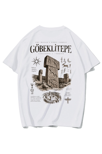 BRZ Collection Unisex Oversize Göbeklitepe T-shirt (BEYAZ)