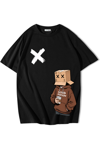 BRZ Collection Unisex Oversize Good Person T-shirt Siyah