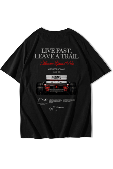 BRZ Collection Unisex Oversize Grand Prix Race Car Monaco T-shirt Siyah