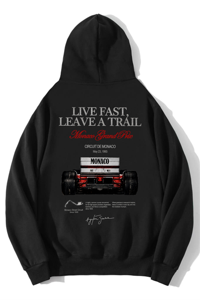 BRZ Collection Unisex Oversize Grand Prix Race Car Monaco Hoodie Siyah