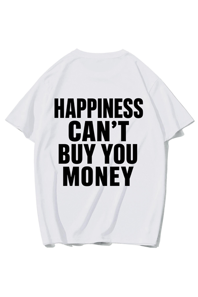 BRZ Collection Unisex Oversize Happines Cant Buy You Money T-shirt (BEYAZ)