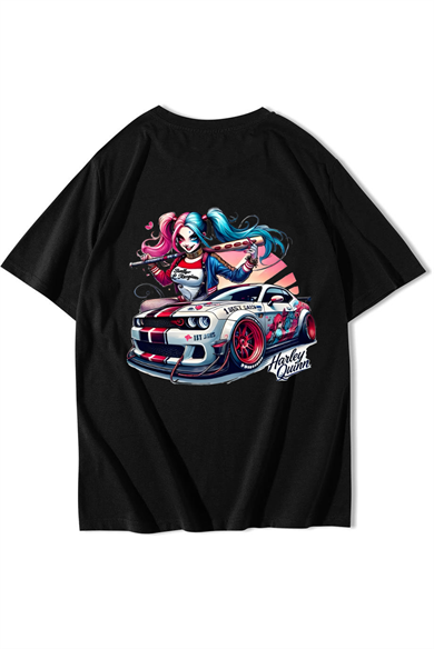 BRZ Collection Unisex Oversize Harley Quinn T-shirt Siyah