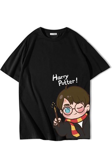 BRZ Collection Unisex Oversize Harry Potter T-Shirt Siyah