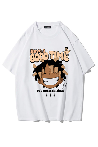 BRZ Collection Unisex Oversize Have a Good Time T-shirt (BEYAZ)