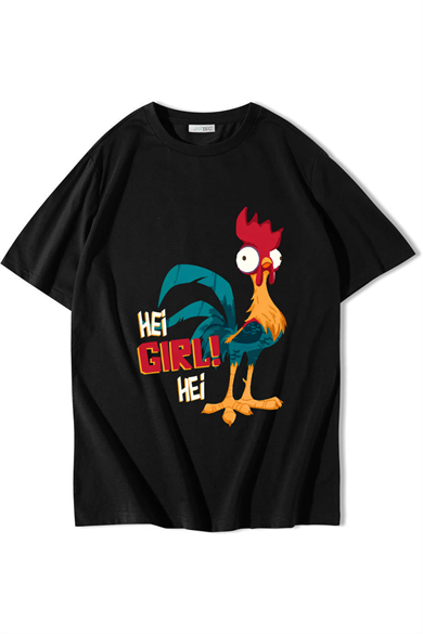 BRZ Collection Unisex Oversize Hei Girl! Hei T-shirt Siyah