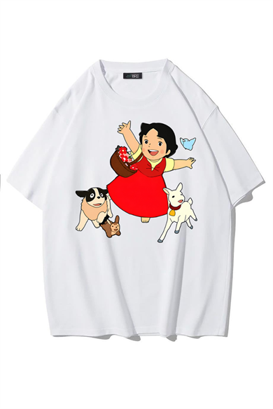 BRZ Collection Unisex Oversize Heidi T-Shirt (BEYAZ)