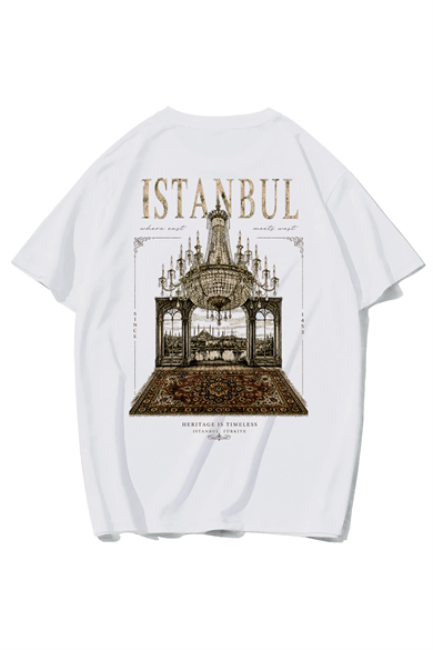 BRZ Collection Unisex Oversize Heritage Is Timeless Istanbul T-shirt (BEYAZ)