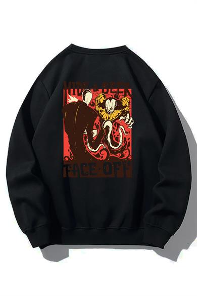 BRZ Collection Unisex Oversize Horror Face-Off Sweatshirt