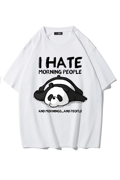 BRZ Collection Unisex Oversize I Hate Morning People T-Shirt (BEYAZ)