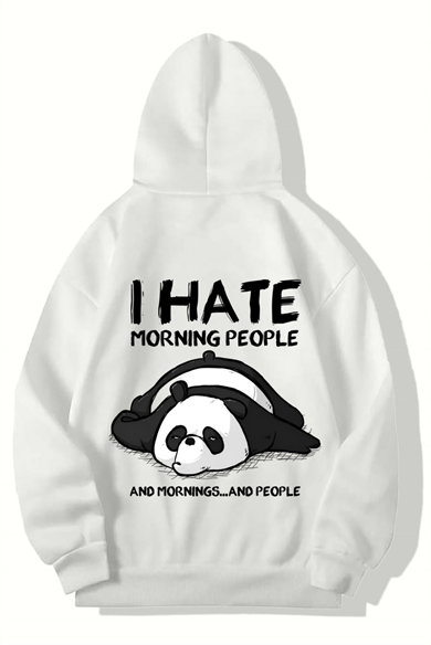 BRZ Collection Unisex Oversize I Hate Morning People Hoodie (BEYAZ)