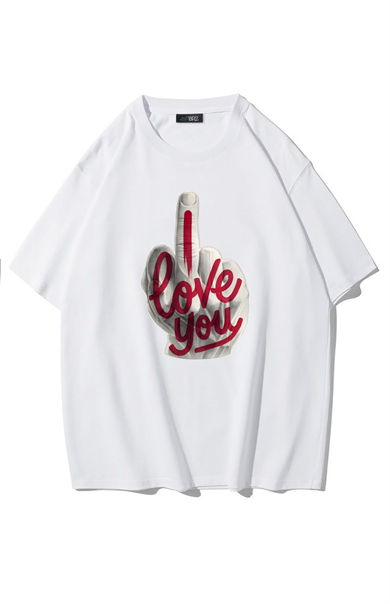 BRZ Collection Unisex Oversize I Love You T-shirt (BEYAZ)