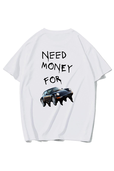 BRZ Collection Unisex Oversize I Need Money For My Dream Car (BEYAZ)