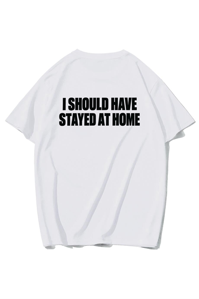 BRZ Collection Unisex Oversize I Should Have Stayed At Home T-shirt (BEYAZ)