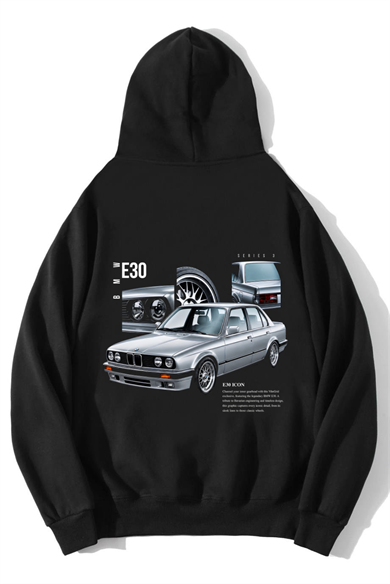BRZ Collection Unisex Oversize Icon E30 Icon Hoodie Siyah