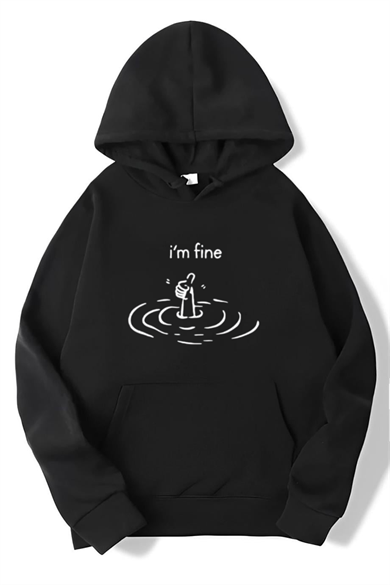 BRZ Collection Unisex Oversize Im Fine Hoodie Siyah
