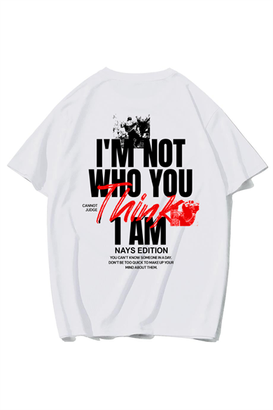 BRZ Collection Unisex Oversize Im Not Who You Think I Am T-shirt (BEYAZ)