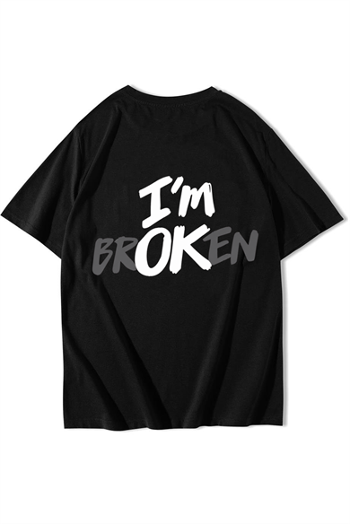BRZ Collection Unisex Oversize Im Ok, Broken T-shirt Siyah