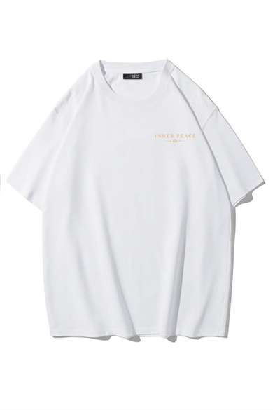 BRZ Collection Unisex Oversize Inner Peace T-shirt (BEYAZ)