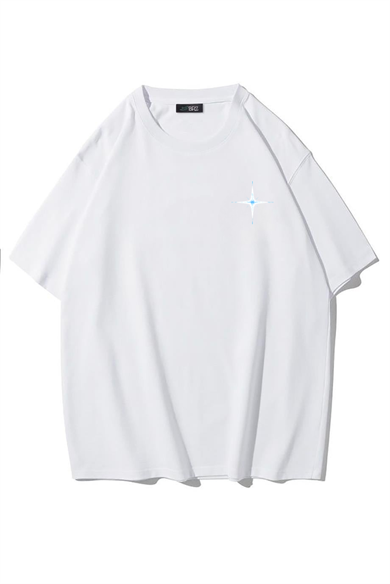 BRZ Collection Unisex Oversize Interstellar T-shirt (BEYAZ)