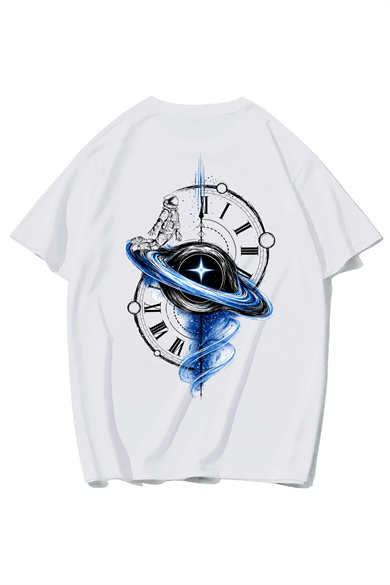 BRZ Collection Unisex Oversize Interstellar T-shirt (BEYAZ)
