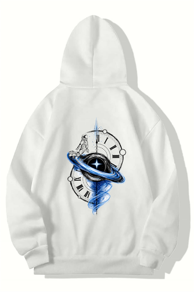 BRZ Collection Unisex Oversize Interstellar Hoodie (BEYAZ)