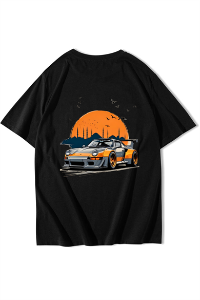 BRZ Collection Unisex Oversize Istanbul & Porsche T-shirt Siyah