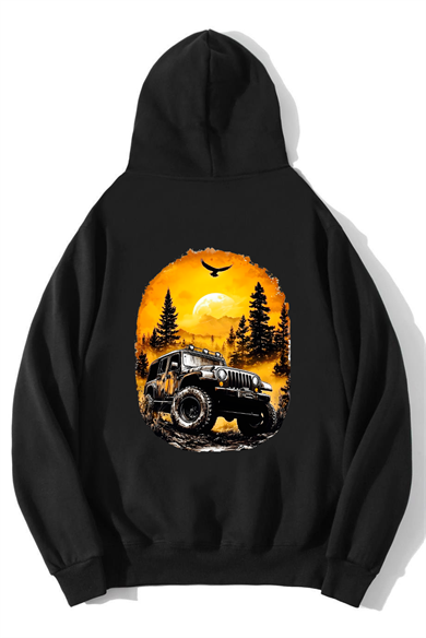 BRZ Collection Unisex Oversize Jeep Hoodie Siyah
