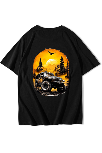 BRZ Collection Unisex Oversize Jeep T-shirt Siyah