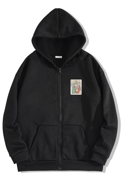 BRZ Collection Unisex Oversize Joker Illustration Fermuarlı Hoodie