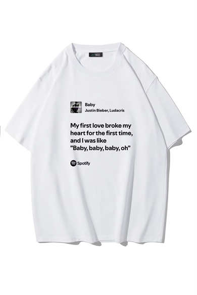 BRZ Collection Unisex Oversize Justin Bieber - Baby T-shirt (BEYAZ)