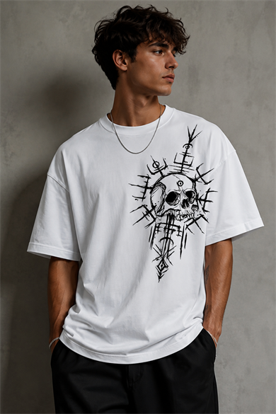 BRZ Collection Unisex Oversize Kadim Ruh T-shirt BEYAZ
