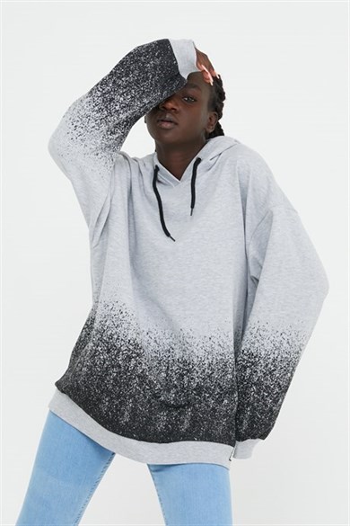 BRZ Collection Unisex Oversize Baskılı Kapüşonlu Sweatshirt