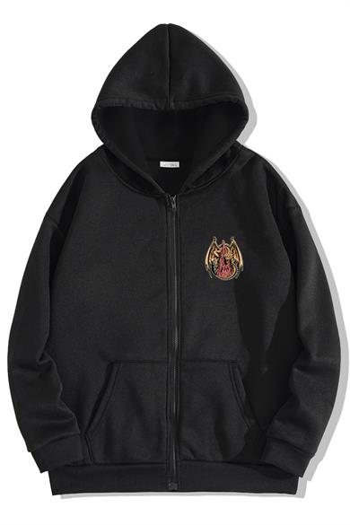 BRZ Collection Unisex Oversize King Dragon Fermuarlı Hoodie