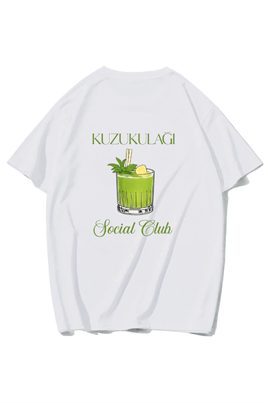 BRZ Collection Unisex Oversize Kuzu Kulağı Kokteyl T-shirt (BEYAZ)