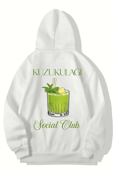 BRZ Collection Unisex Oversize Kuzu Kulağı Kokteyl HOODIE (BEYAZ)