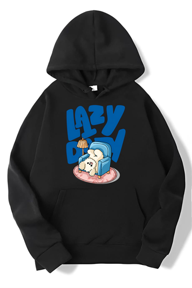 BRZ Collection Unisex Oversize Lazy Day Hoodie Siyah