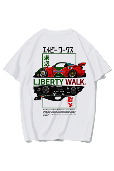BRZ Collection Unisex Oversize Liberty Walk T-shirt (BEYAZ)